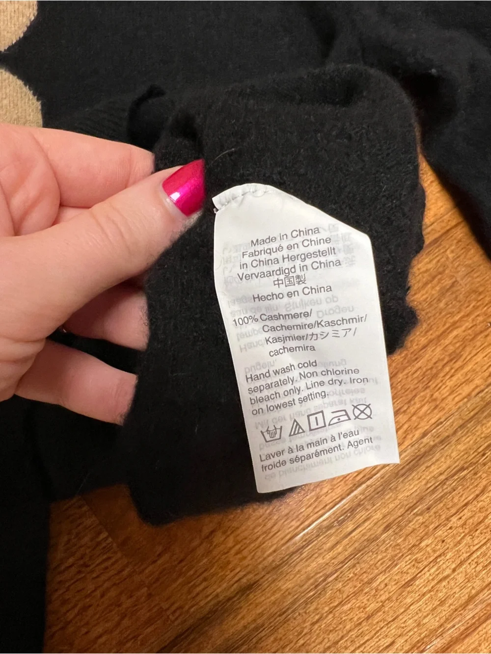J Crew cashmere Black Sweater with Cream Heart Motif